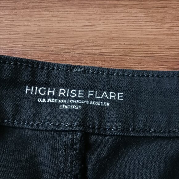 Chico's High Rise Flare Black Jeans Size 10R 1.5 Regular Stretch - Picture 5 of 8